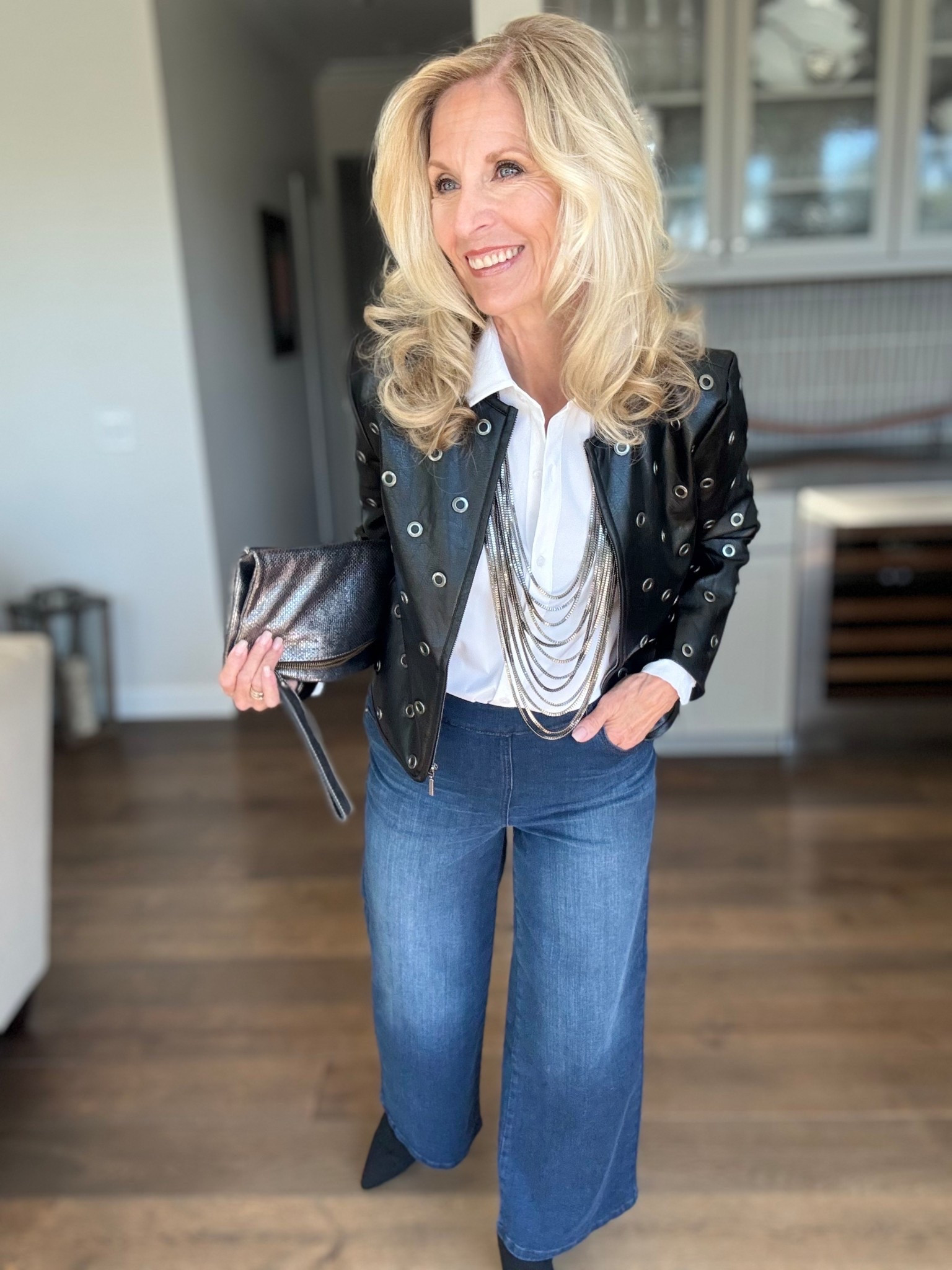 @lyssenewyork has really done it this time. You’re going to love what I’m going to tell you about these pieces

Lyssé is all about Fit, Fabric and Fashion.

I always talk about staples as the main pieces in your wardrobe and here are two of them:

The Great White Blouse - This button up is as versatile as it gets. But here’s the best part, there is stretch in this fabric and it never wrinkles.

A great pair of Denim Jeans - This pair has so much stretch and there is a hidden 5 inch panel around the waistband that holds in your tummy.

Now let’s add a third piece  - This is their faux leather grommet jacket with a front zip. Very chic and so cool.

Here’s the best part – every single piece is machine washable EVEN THE JACKET!

#LTKootd #LTKOver40