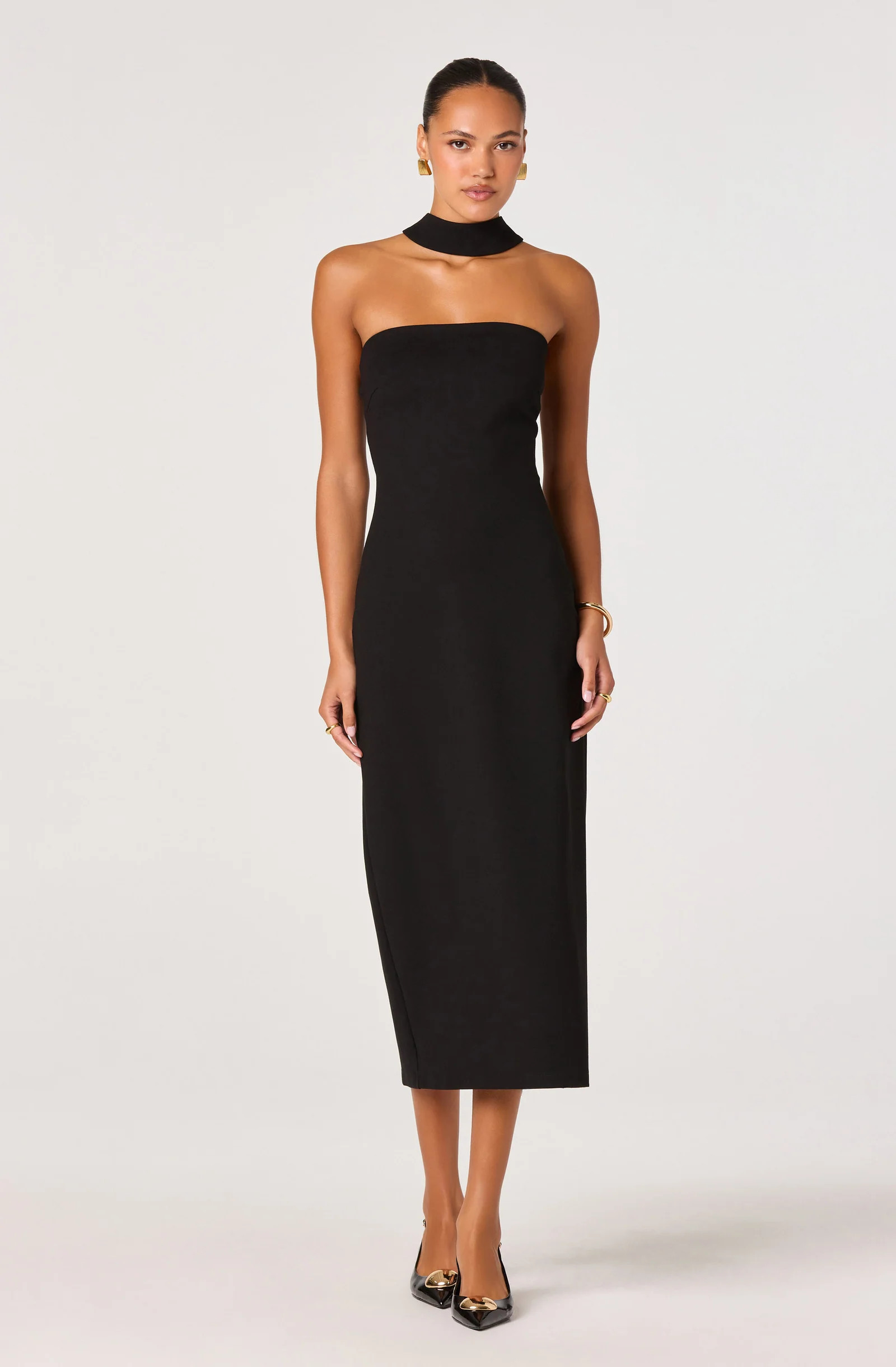 Thiala Knit Reverse Halter Midi Dress - Black / XS | ASTR The Label (US)