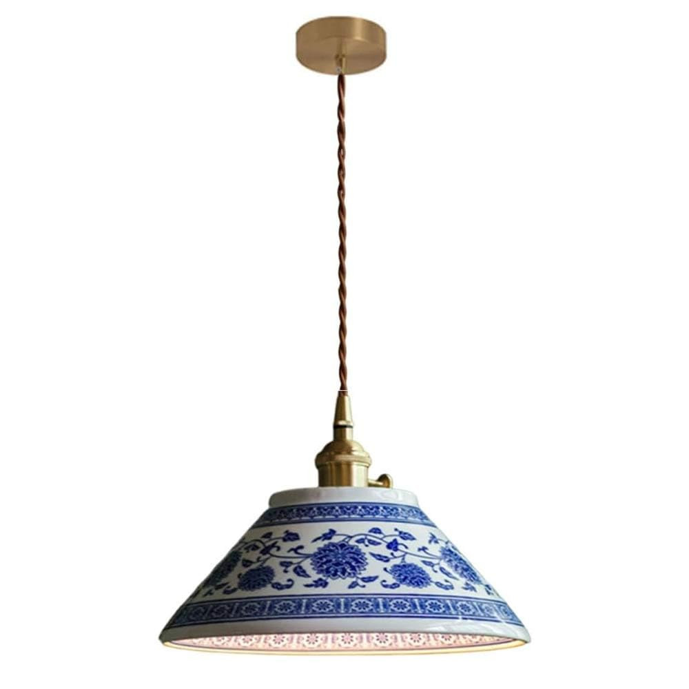 Blue and White Ceramic Classic Chandelier Pendant Light Farmhouse Vintage Metal Pendant Light Cer... | Amazon (US)