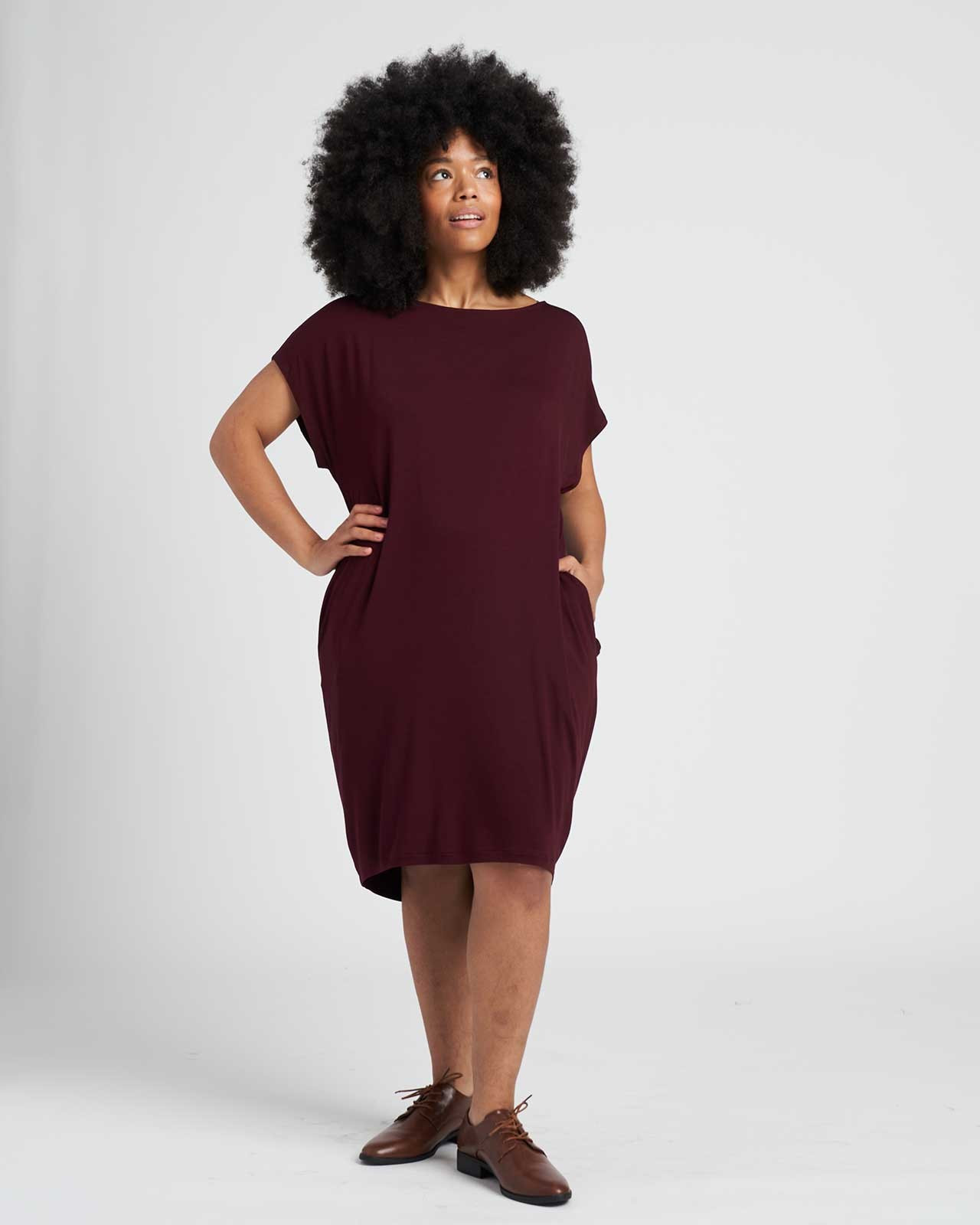 Helen Liquid Jersey Shift Dress - Black Cherry | Universal Standard