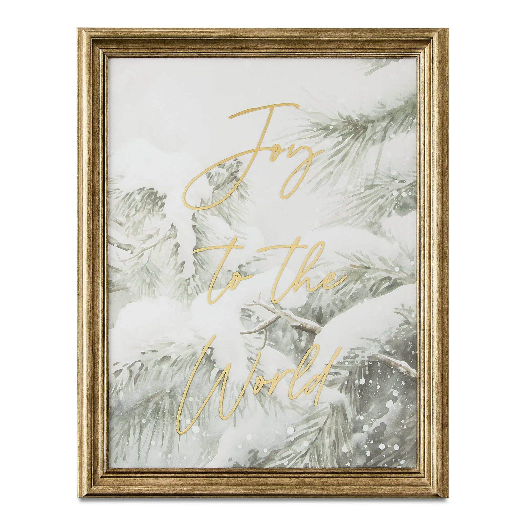 Joy to the World Snowy Tree Framed Christmas Wall Art, 15" x 19", by Holiday Time | Walmart (US)