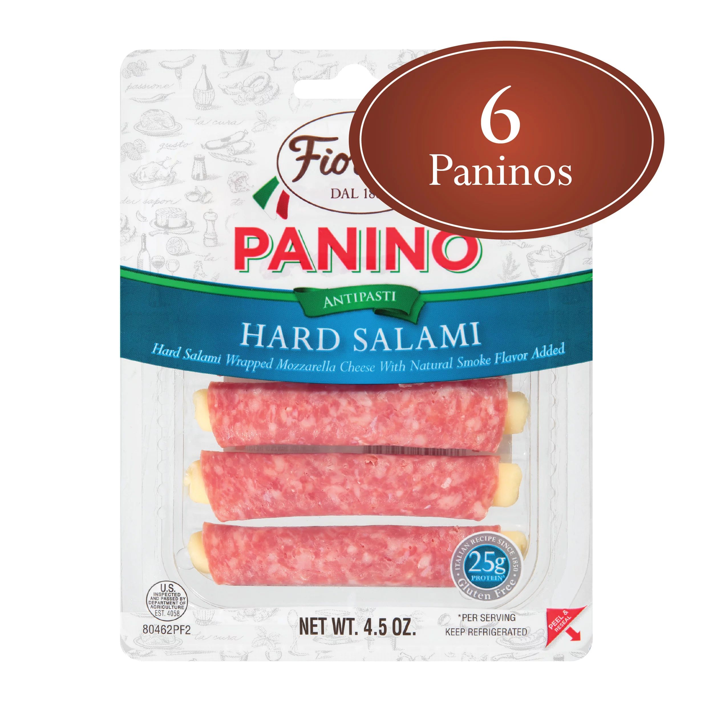 Fiorucci Hard Salami Wrapped Mozzarella Cheese Panino, Easy to Open Packets, Resealable Package, ... | Walmart (US)