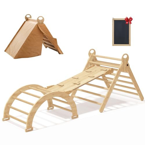 Pikler Triangle Set for Kids Climbing Toy Indoor Playground for Kid,Montessori Learning Toy with Arch, Ramp, and Climbing Triangle,Indoor Outdoor Gifts for Toddlers | Amazon (US)