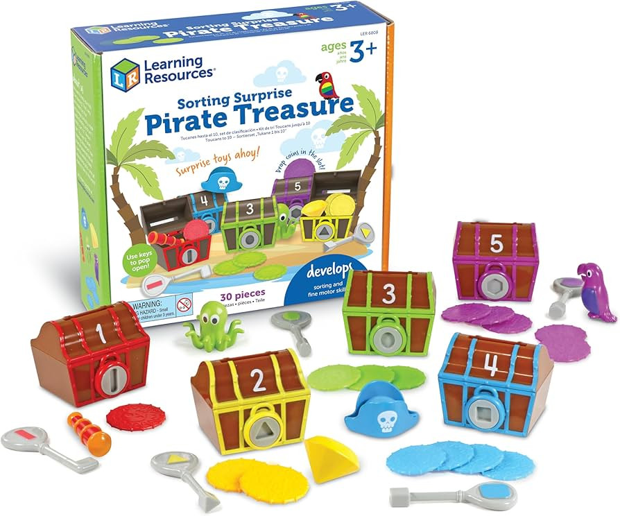 Learning Resources Sorting Surprise Pirate Treasure - 30 Pieces, Ages 3+ Color, Sorting & Matchin... | Amazon (US)
