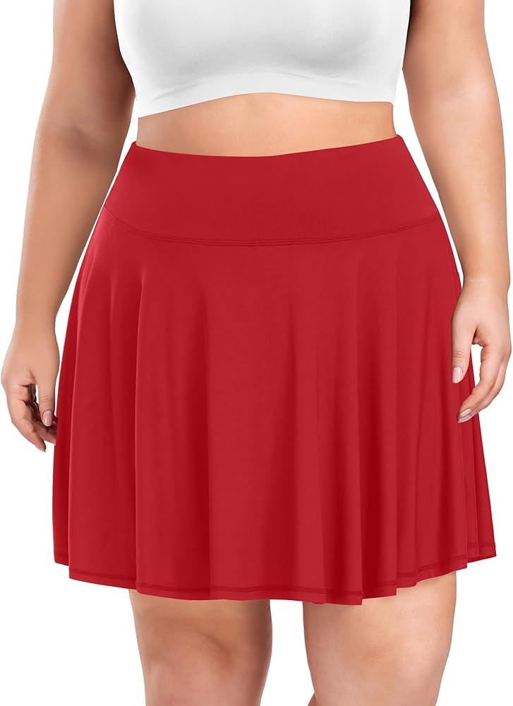 COOTRY Women's Plus Size Pleated Tennis Skirt with Shorts Athletic Golf Skorts with Pockets High ... | Amazon (US)