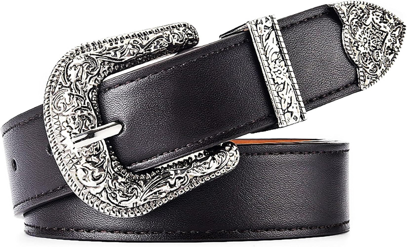 Western Belt for Women Men Cowboys Cowgirls Carving Buckles Belts for Jeans Pants | Amazon (US)