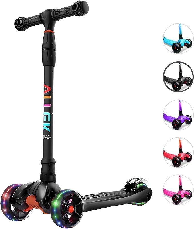 Allek Kick Scooter B02, Lean 'N Glide Scooter with Extra Wide PU Light-Up Wheels and 4 Adjustable... | Amazon (US)