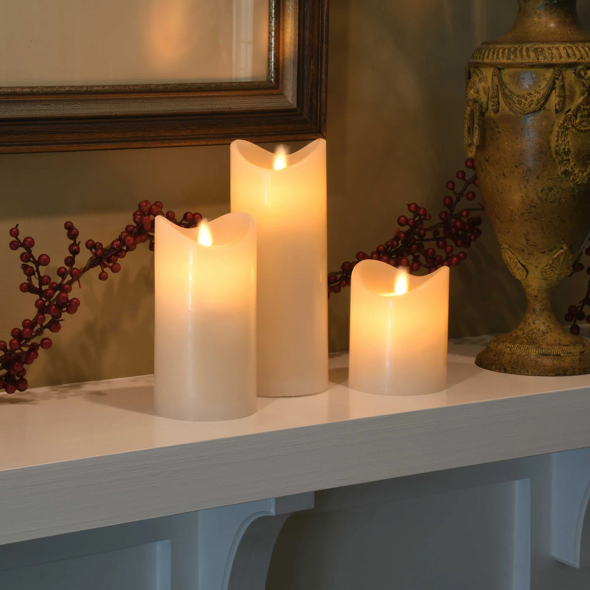 Battery Operated LED Wax Candles with Flickering Flame - 3 Piece | Wayfair North America