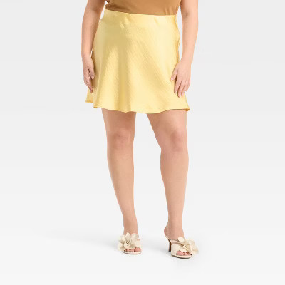 Women's Satin Mini A-Line Skirt - A New Day™ Yellow 1X | Target