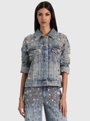 Jesse Embellished Denim Jacket - Fiona Vintage Blue | Alice + Olivia