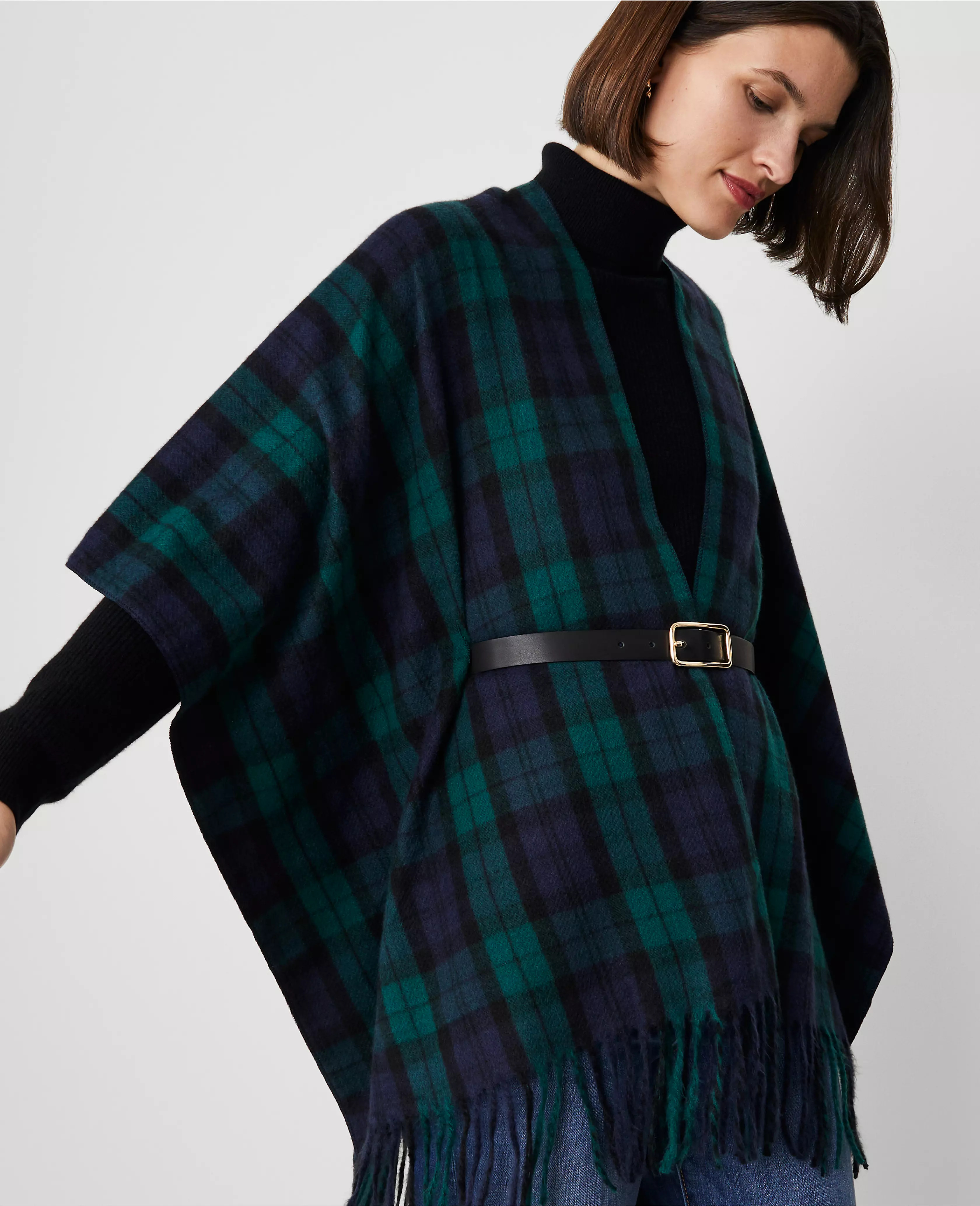 Fringe Belted Poncho | Ann Taylor (US)