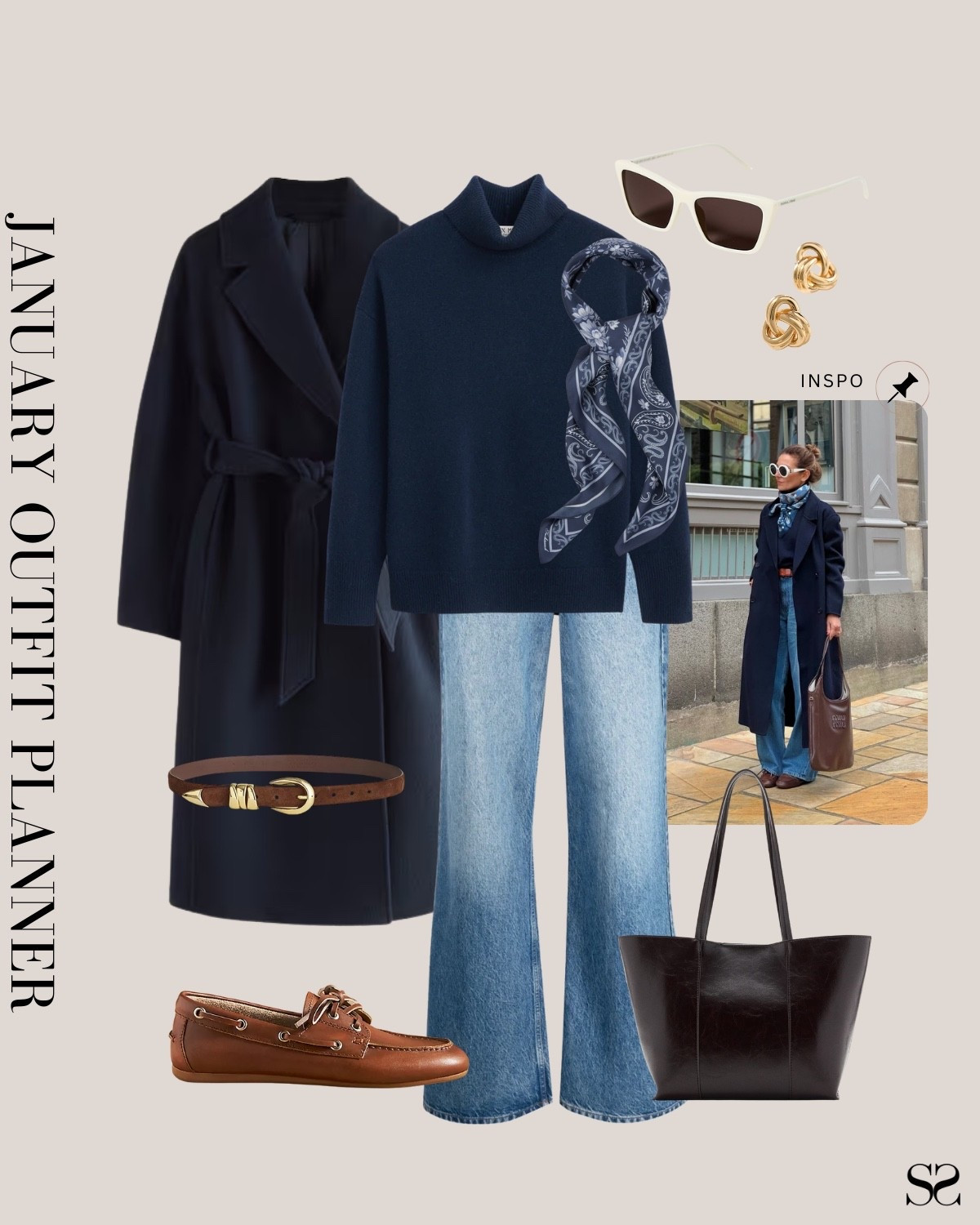 Monthly outfit planner JANUARY: Winter outfits | longcoat, navy sweater, wide leg jean, loafers, monochrome outfit 

#classicstyle #LTKstyletip #winteroutfit #dressycasual 

Image inspo credit: Pinterest 

#LTKootd #LTKSeasonal #LTKgrwm