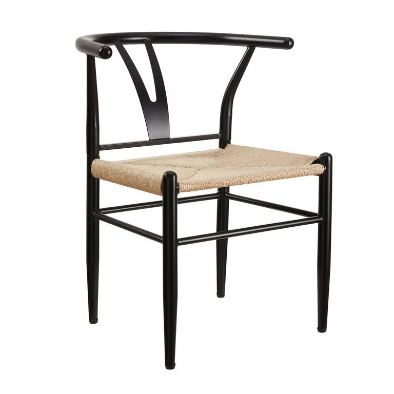 Better Homes & Gardens Springwood Wishbone Chair 2 Pack, Metal Base with Black Finish for Indoor | Walmart (US)