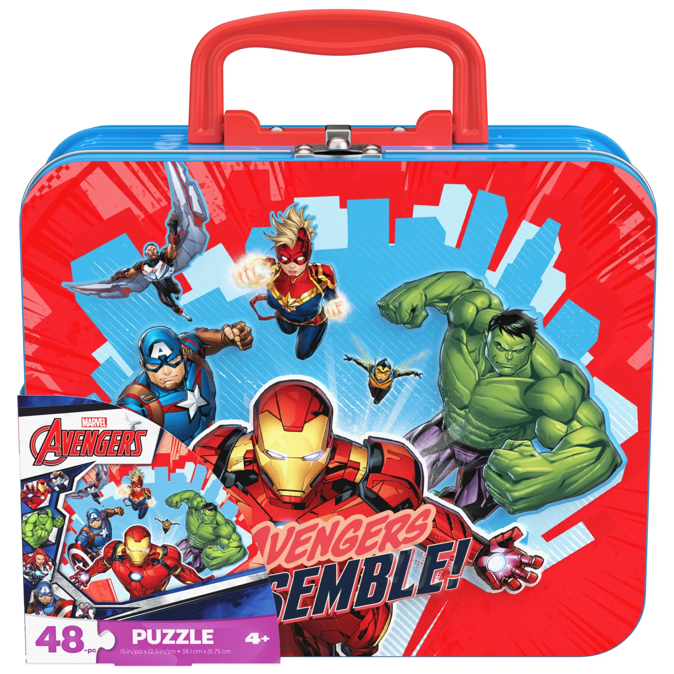 Marvels Avengers 48-Piece Jigsaw Puzzle in Tin with Handle, for Families and Kids Ages 4 and up | Walmart (US)