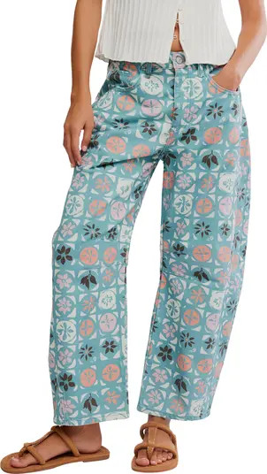 Free People Print Barrel Leg Jeans | Nordstrom | Nordstrom