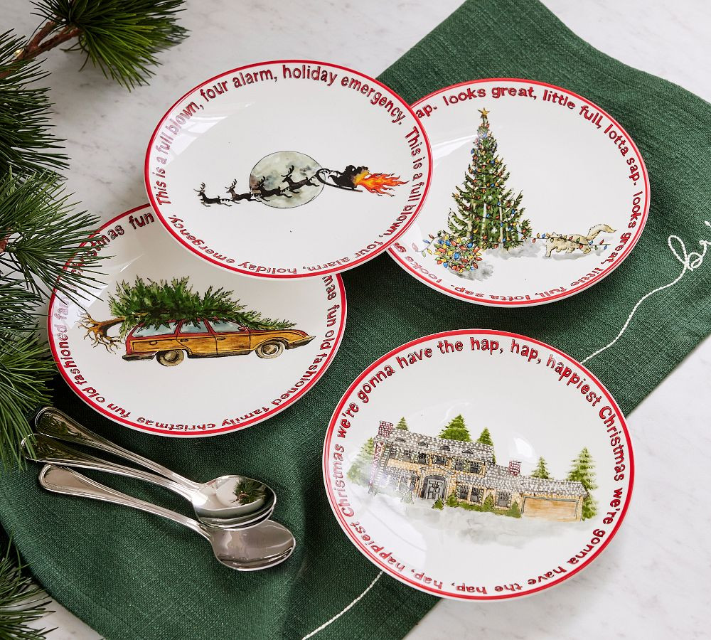 National Lampoon&rsquo;s Christmas Vacation™ Stoneware Appetizer Plates - Mixed Set of 4 | Pottery Barn (US)