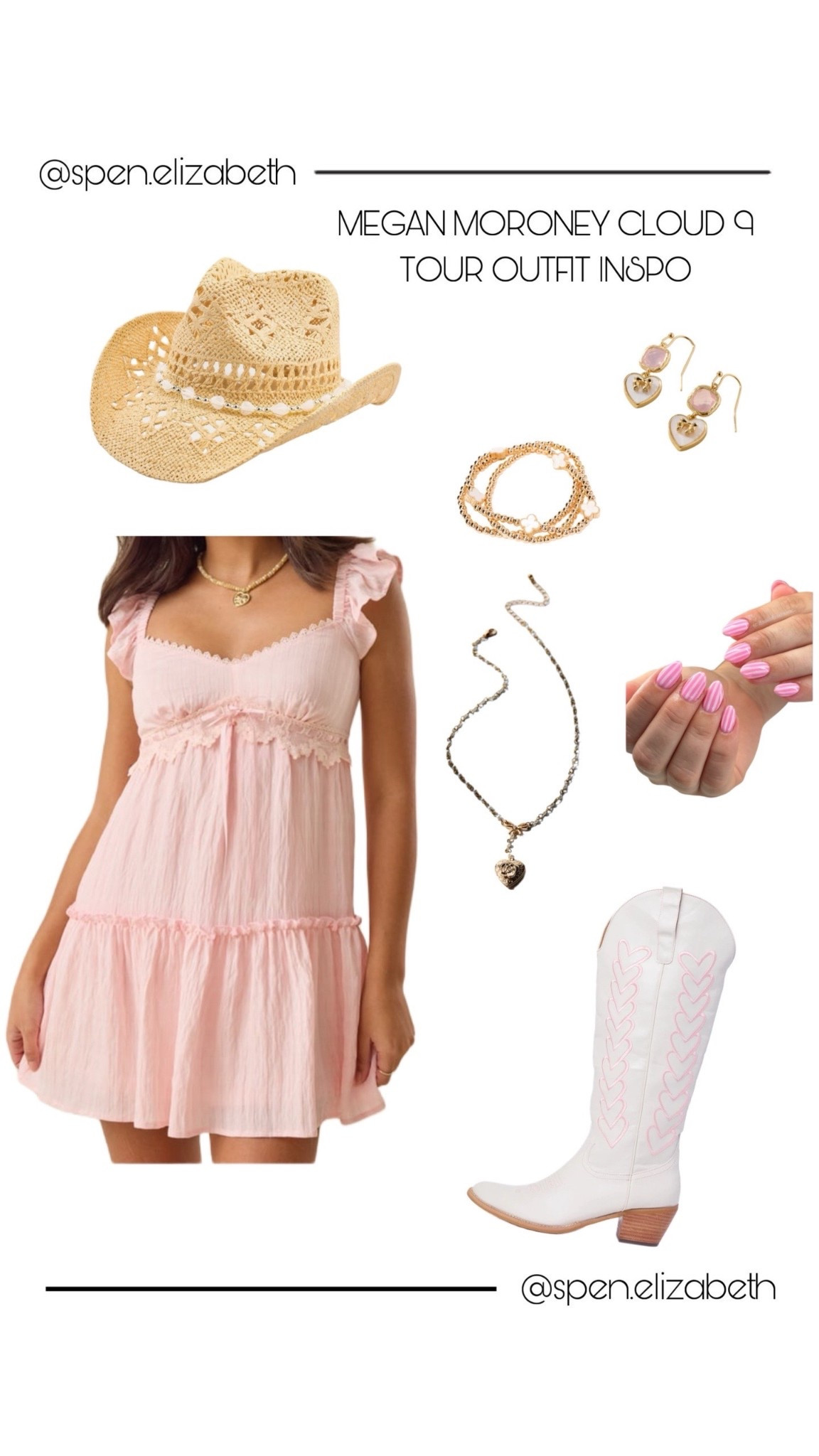 megan moroney cloud9 tour concert outfit inspo!!
dress- altard state 
earrings- francesca’s 