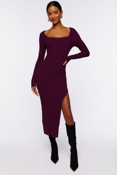Thigh-Slit Midi Sweater Dress | Forever 21 (US)