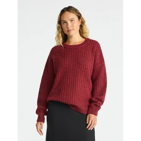 Time and Tru Women's and Women’s Plus Textured Stitch Sweater, Midweight, Sizes XS-4X | Walmart (US)