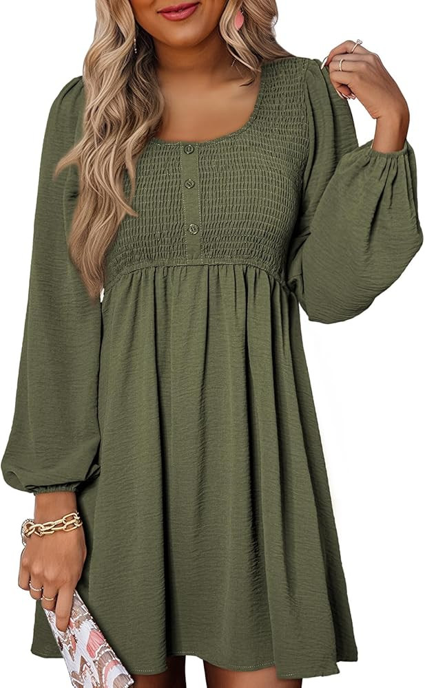 Dokotoo Fall Dresses for Women 2026 Casual Long Sleeve Mini Dress | Amazon (US)