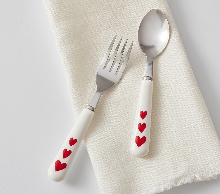 Love Bug Hearts Utensils | Pottery Barn Kids