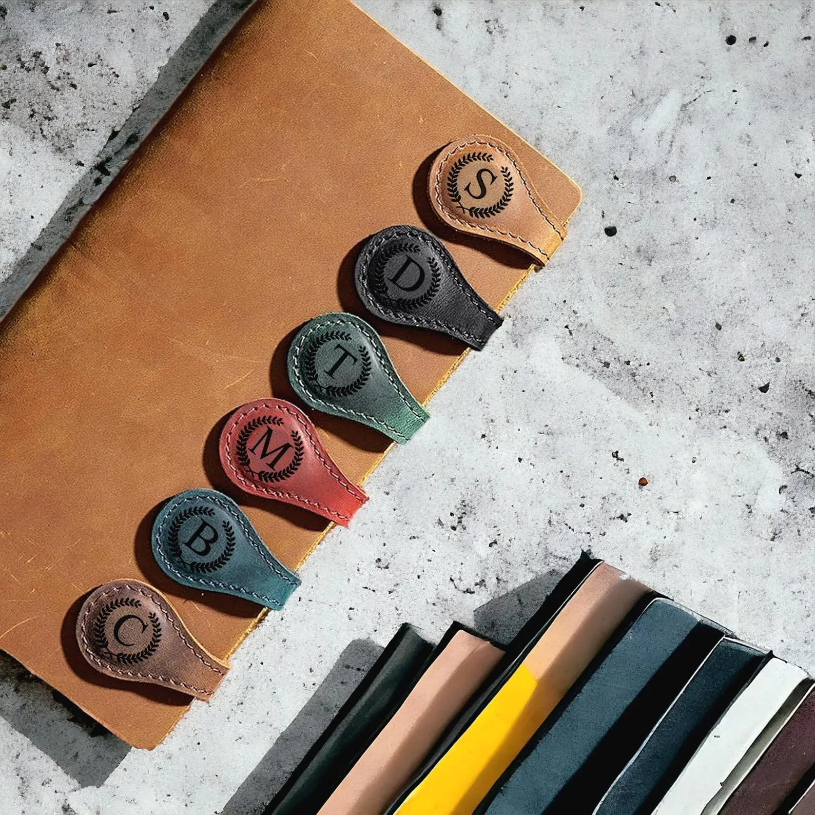 Leather Magnetic Bookmark, Personalized Leather Bookmark, Initials Leather Bookmark, Handmade, Re... | Etsy (US)