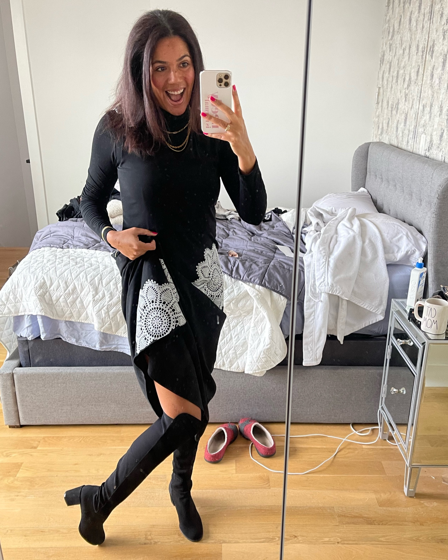 Winter workwear gets a fun addition with a hidden knee high boot! 

Wearing a size 8 Tory Burch dress, size large Mangopop bodysuit, and size 11 Stuart weitzman boots  

#LTKworkwear #LTKstyletip #LTKSeasonal