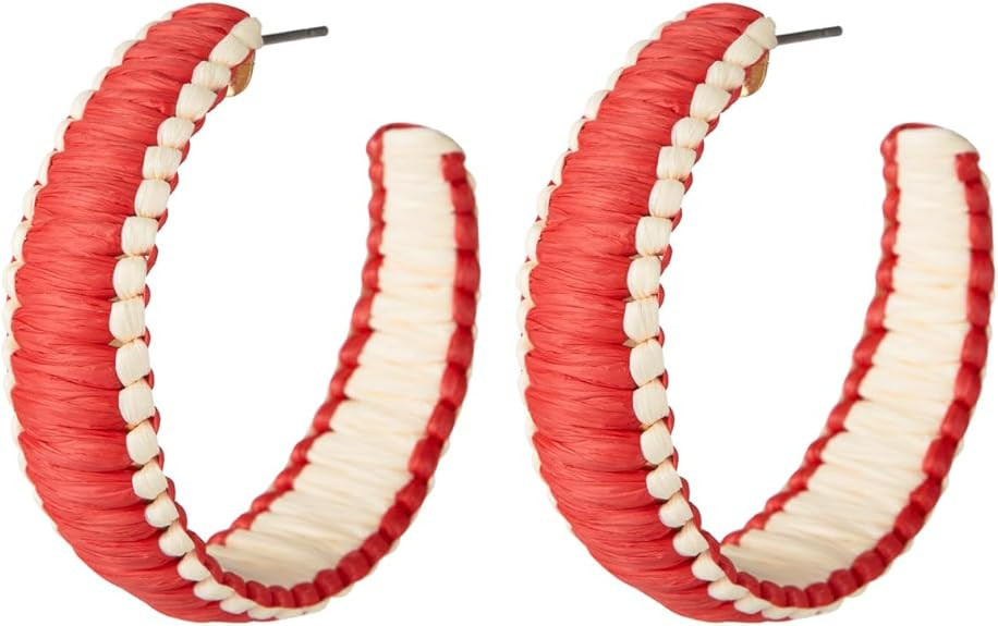 Boho Raffia C-Shaped Hoop Earrings for Women, Lightweight Handmade Woven Beach Statement Jewelry | Amazon (US)