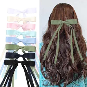 HairBows for Women & Girls, 16 PCS Ribbon Hair Bow with Long Tail Bowknot Hair Clips, Hair Barret... | Amazon (US)