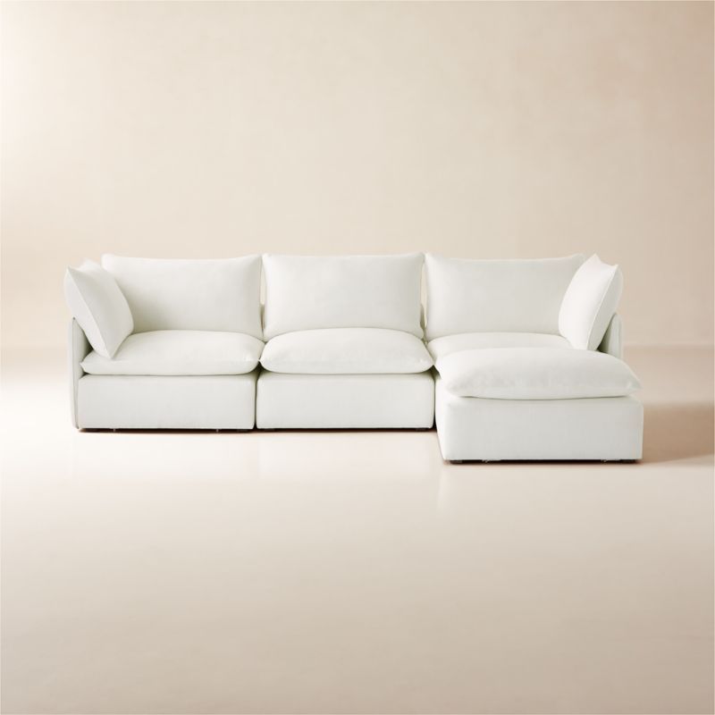 Lumis 4-Piece Modular Snow White Performance Fabric Sectional Sofa + Reviews | CB2 | CB2