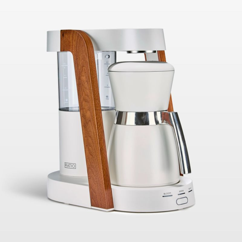 Ratio Eight Series 2 Linen White and Walnut Coffee Maker with Thermal and Glass Carafe | Crate & ... | Crate & Barrel
