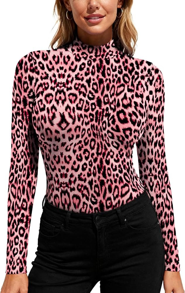 Women's Long Sleeve Mock Turtleneck Tops, Lightweight Baselayer Shirts, High Neck Pullover Unders... | Amazon (US)