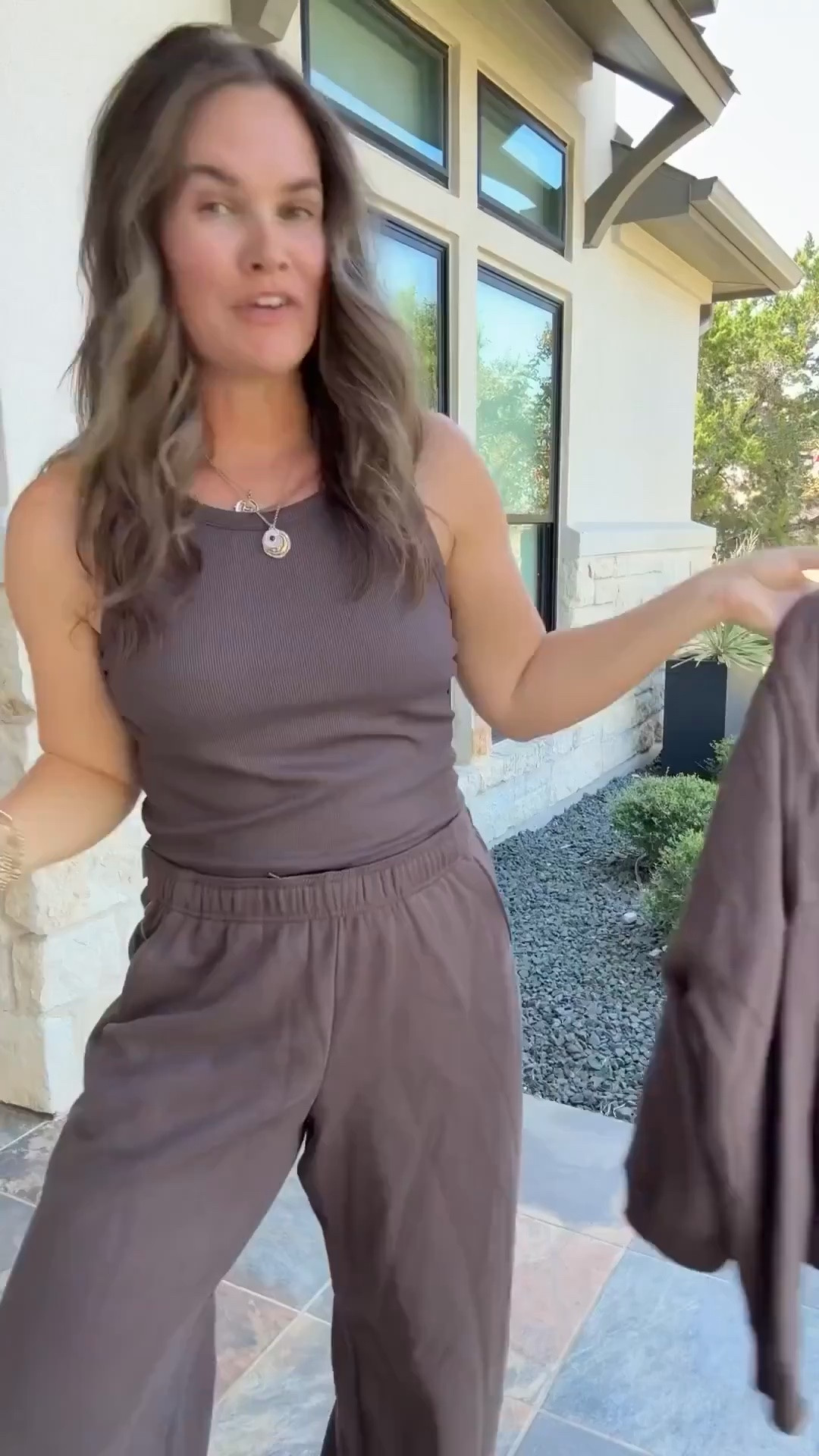This chocolate brown Target set looks way more expensive than it is. The wide leg pants + half zip are made for comfy fall days.

Target activewear, chocolate brown set, Target matching set, wide leg pants, half zip pullover, brown athleisure, comfy fall outfit, fall activewear, Target fashion, casual fall outfit, fall lounge set, JulieFranks