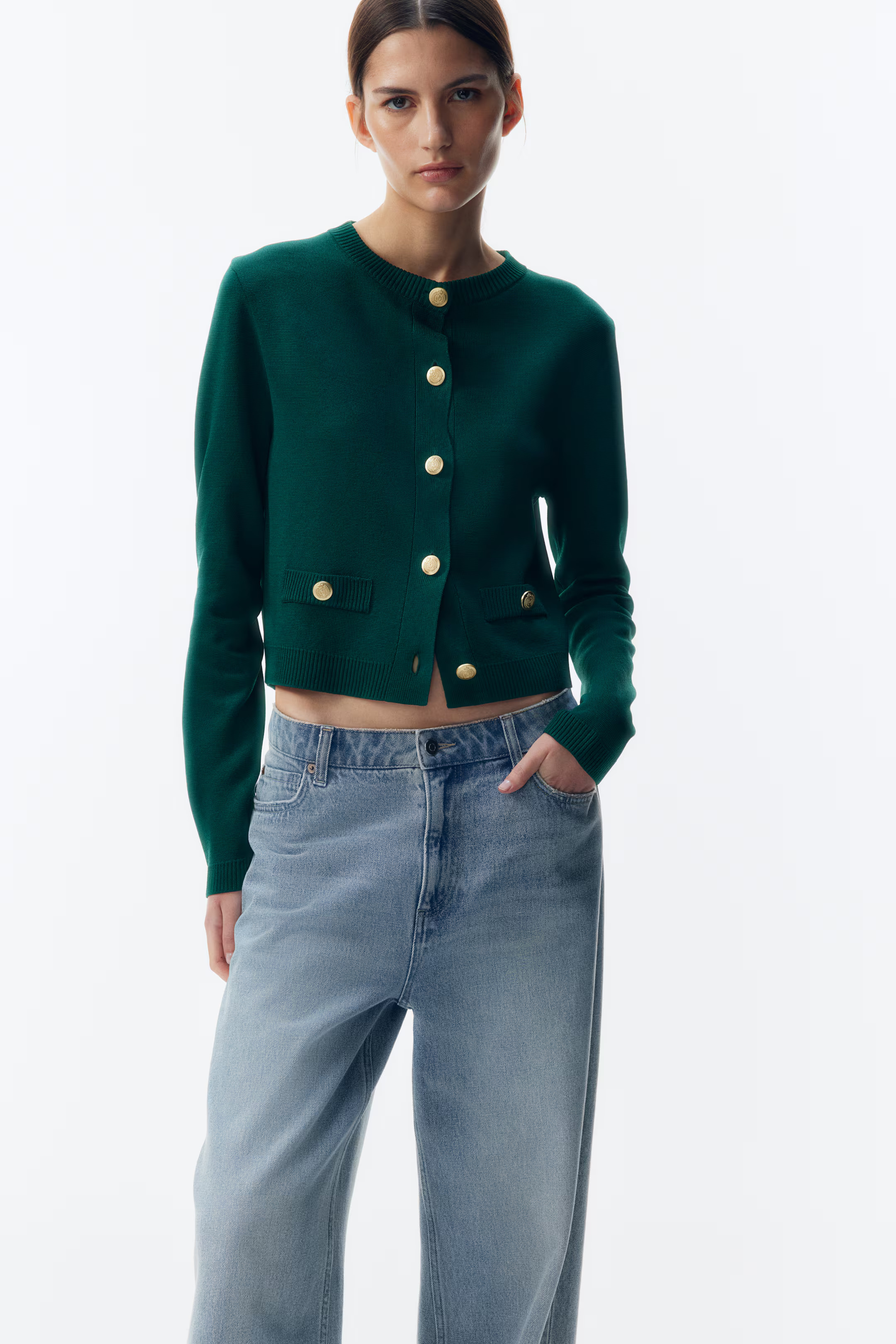 Fine-Knit Cardigan - Emerald green - Ladies | H&M US | H&M (US + CA)
