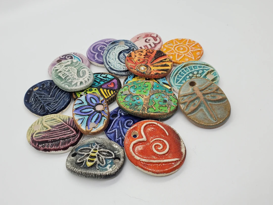 12 pieces in ColoR - BULK Pendants, charms, beads, Bracelet bar connectors or flat back CaB Caboc... | Etsy (US)