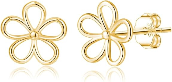 SLUYNZ Solid 925 Sterling Silver Flower Stud Earrings for Women Teens Hollow Flower Stud Earrings... | Amazon (US)