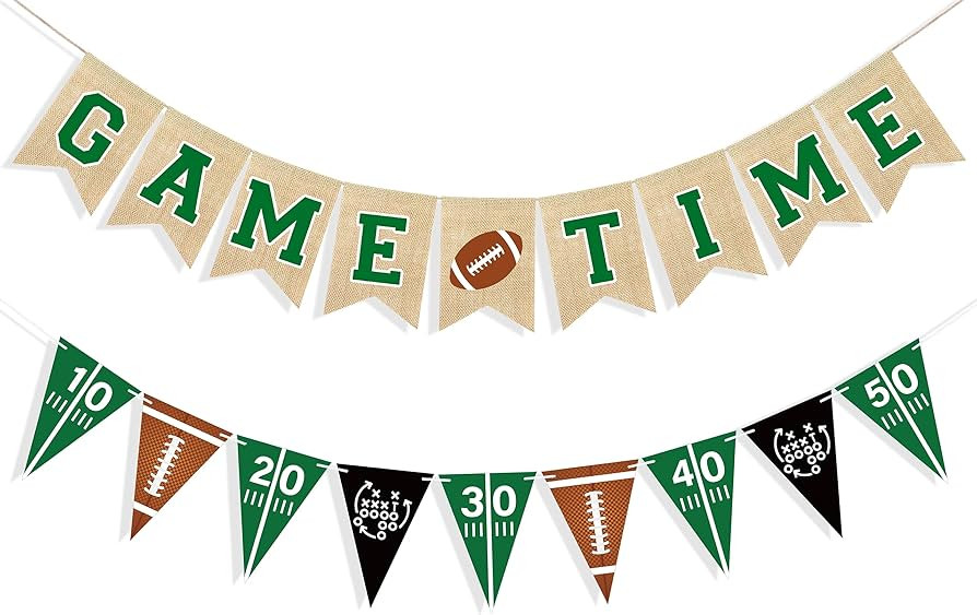 Uniwish Game Time Burlap Banner Football Party Decorations Sports Football Theme Baby Shower Birt... | Amazon (US)