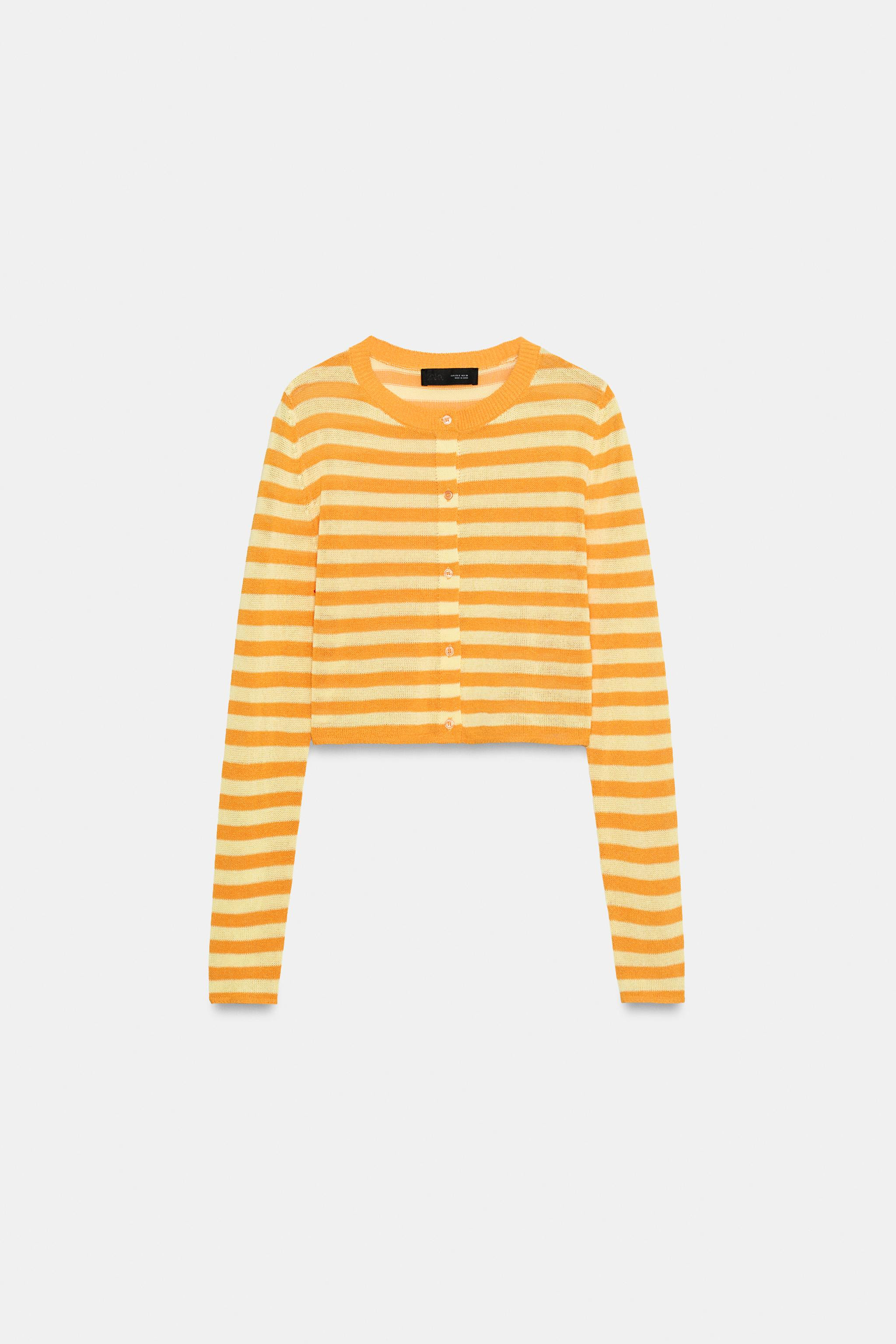 STRIPED CROPPED KNIT JACKET | Zara US