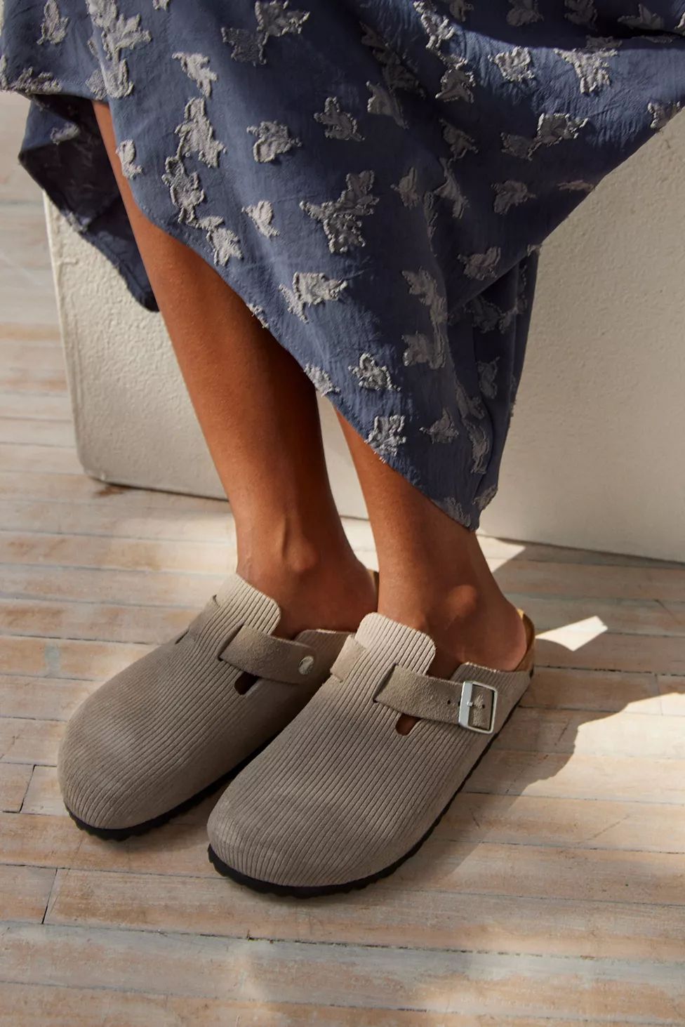 Birkenstock Boston Suede Embossed Corduroy Clog | Urban Outfitters (US and RoW)