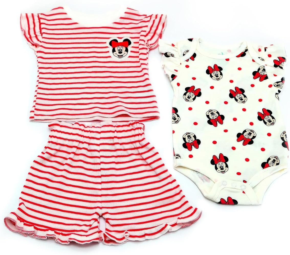 Magic Threadz Disney Clothes Baby Girls 3-Piece Short Set – Marie, Pooh, Minnie, Stitch & Bambi... | Amazon (US)