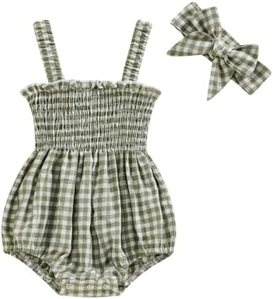 FOMOYUU Infant Newborn Baby Girl Ruffle Sleeveless Romper Summer Clothes Outfit with Cute Floral ... | Amazon (US)