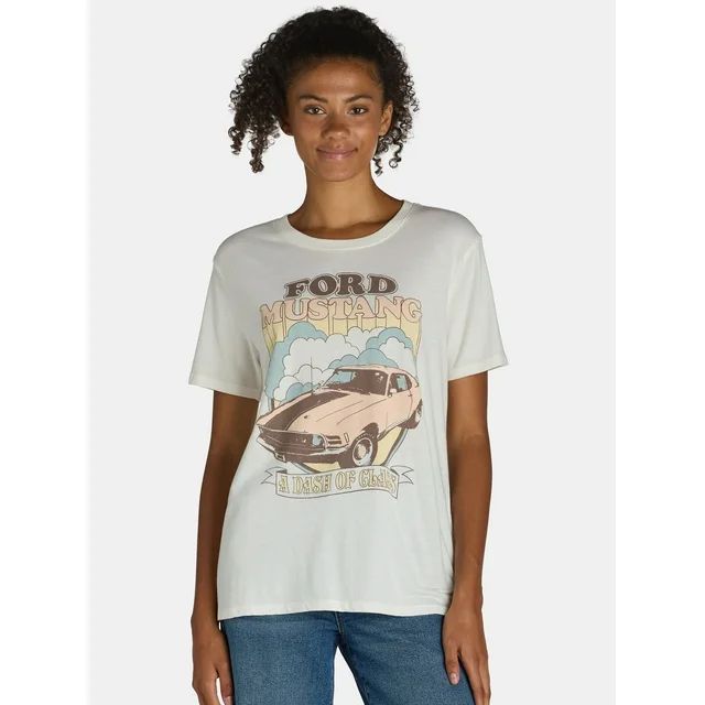 Time and Tru Women’s Ford Mustang Graphic Tee with Short Sleeves, Sizes XS-XXXL | Walmart (US)