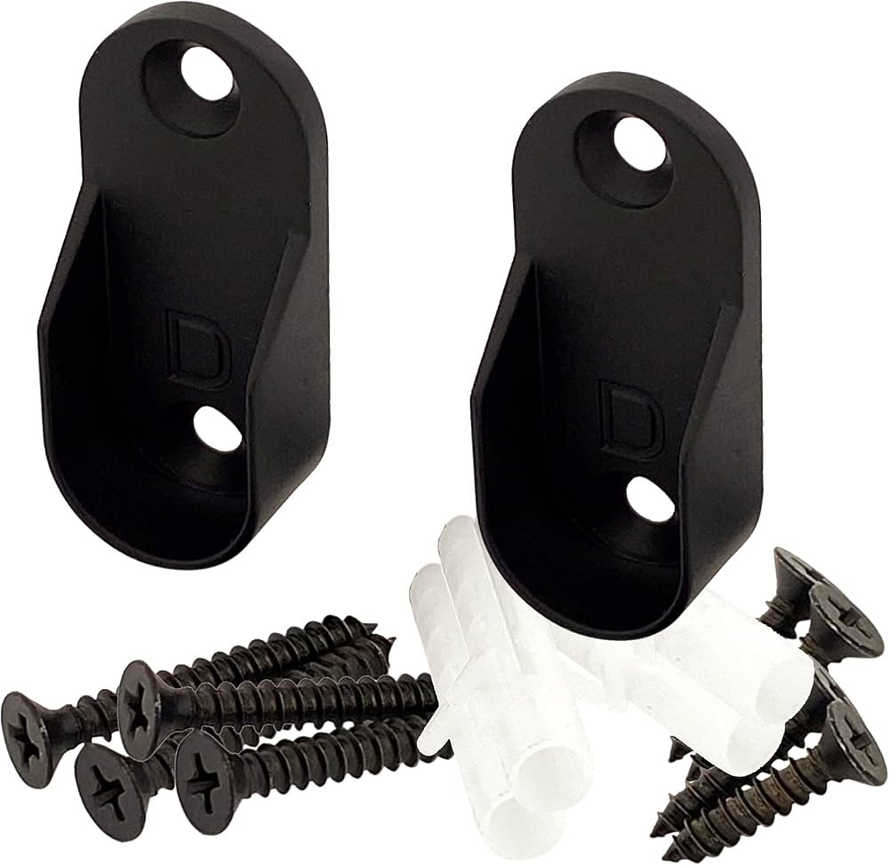 Oval Closet Rod End Supports | Screw on Type | 15mm x 30mm | Matte Black | 10 Pack | Amazon (US)