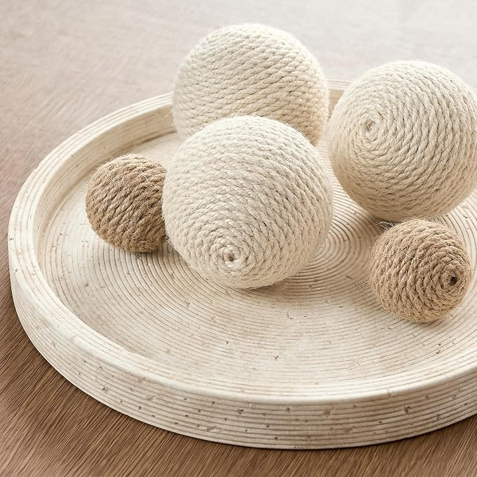 Decorative Table Tray Round Trays Home Decor Cement (11.8" Rustic) | Amazon (US)