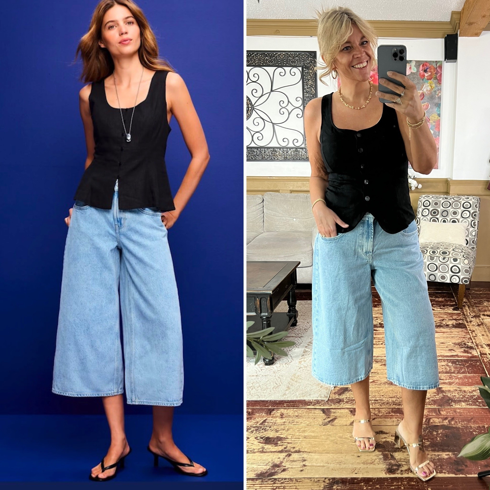 Cropped wide leg denim size 12 (need the 10), top size medium fits perfectly 
Spring outfit idea 

#LTKMidsize #LTKSaleAlert #LTKOver40