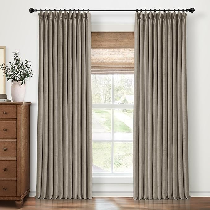 Pinch Pleated Curtains Blackout, Linen Blackout Curtains 96 inches Long 2 Panels Set for Bedroom,... | Amazon (US)