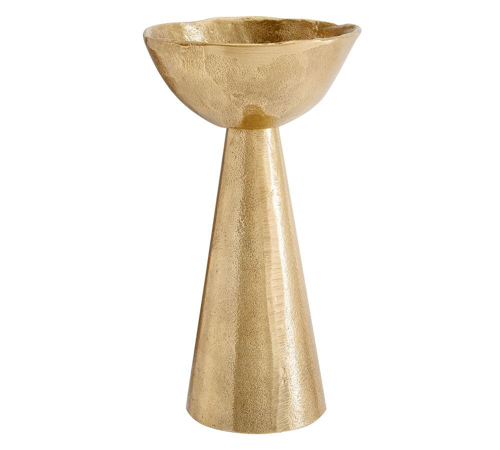 Rough Cast Brass Pillar Candleholders | Pottery Barn (US)