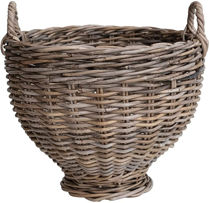 Creative Co-Op Woven Rattan Storage, Natural Basket | Amazon (US)