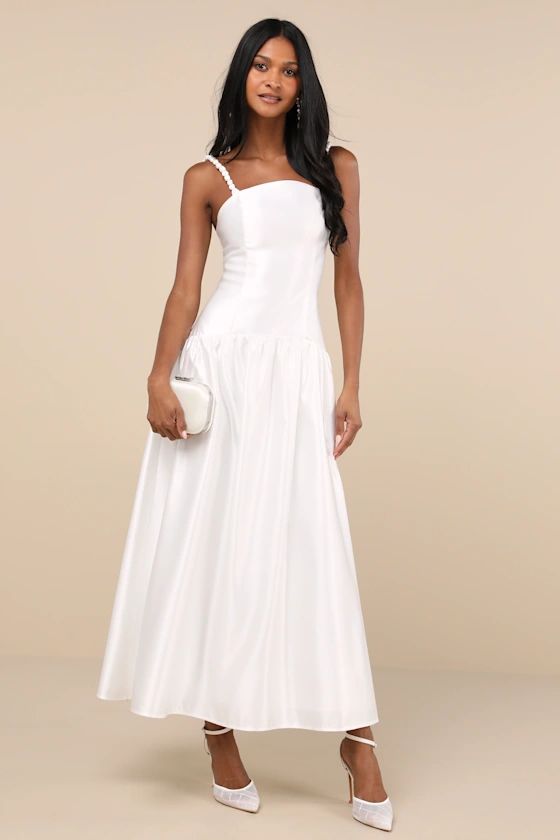 White Satin Backless Lace-Up Maxi Dress | White Satin Dress | White Dress Bride | Lulus