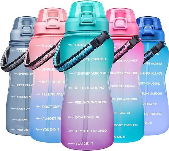 Giotto Large Half Gallon/64OZ Motivational Water Bottle with Paracord Handle & Straw - Leakproof ... | Amazon (US)